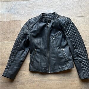 Black Quilted Women's Leather Jacket